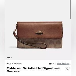 NWT Coach Outlet Foldover Wristlet in Signature Canvas